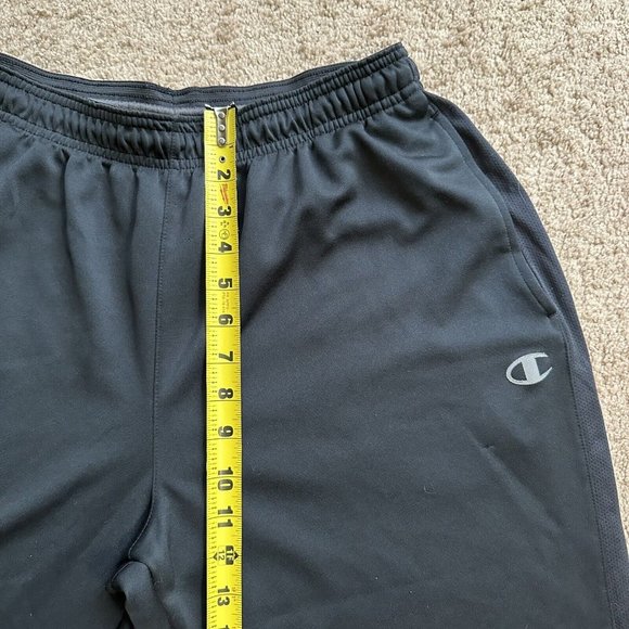 Champion Sweatpants Mens Large 28x29 Black Fleece Pockets Drawstring Fabric Pull - Picture 11 of 15